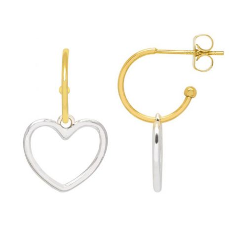 Earrings Mini Hoop Large Heart in Gold and Silver
