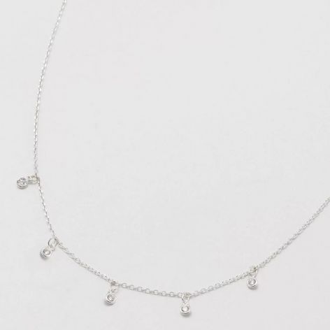 Necklace Multi CZ Charm Silver Plated