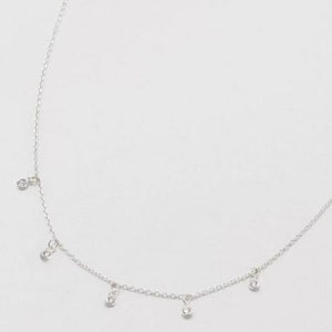 Necklace Multi CZ Charm Silver Plated