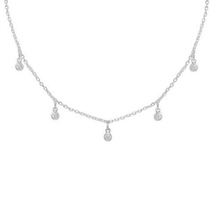 Necklace Multi CZ Charm Silver Plated