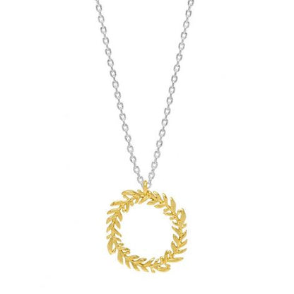 Necklace Olive Wreath Charm Silver and Gold Plated