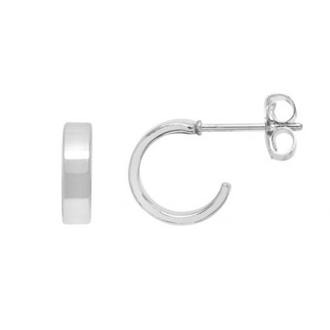 Earrings Mini Flat Edge Hoop Silver Plated