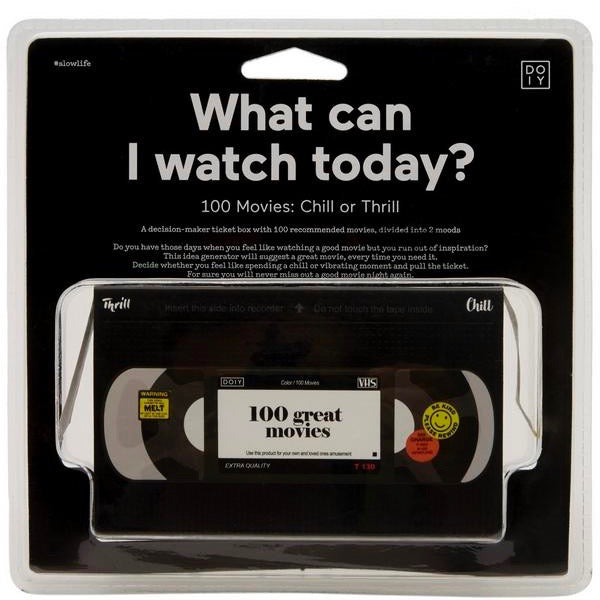 Idea generator 'what can I watch today' movie inspiration in black