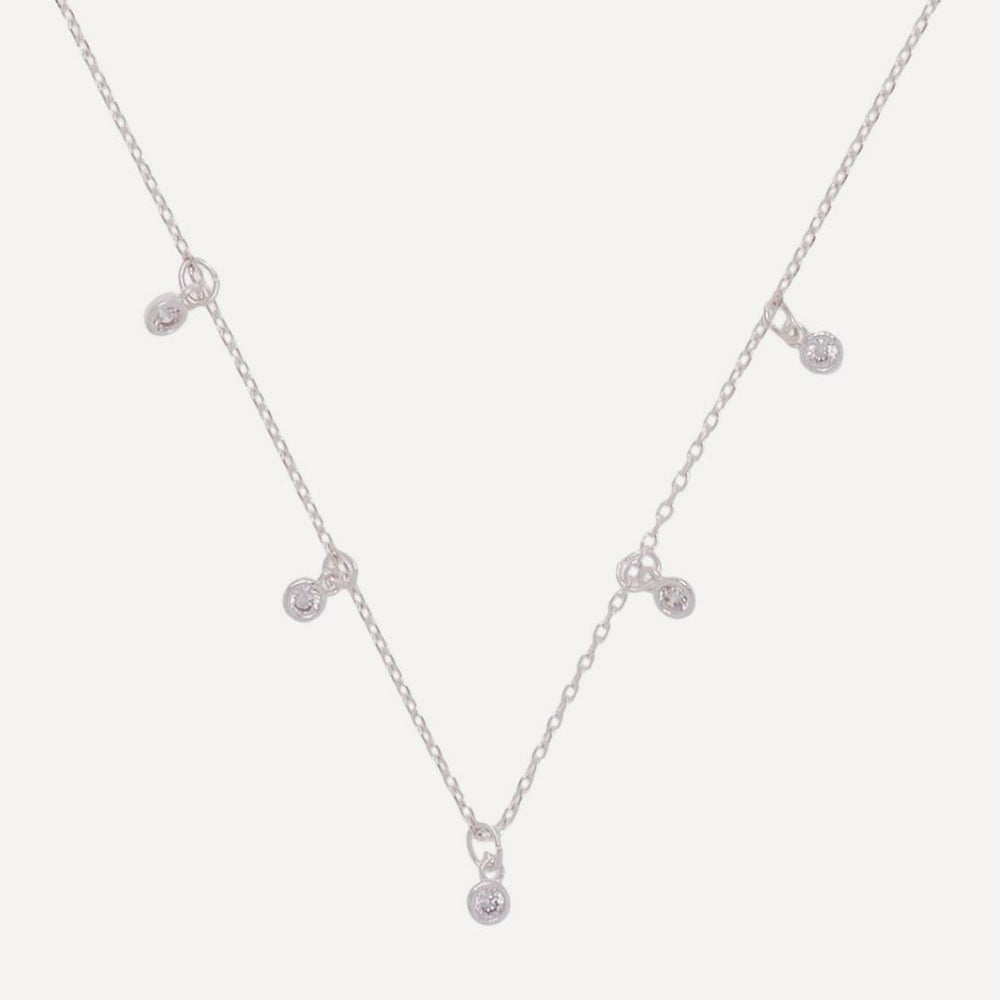 Necklace Multi CZ Charm Silver Plated