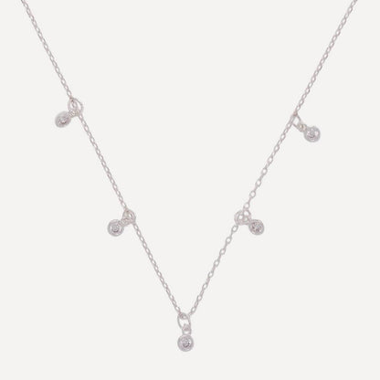 Necklace Multi CZ Charm Silver Plated