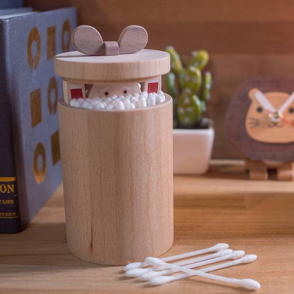 Storage Pot Wooden Santa in the Chimney