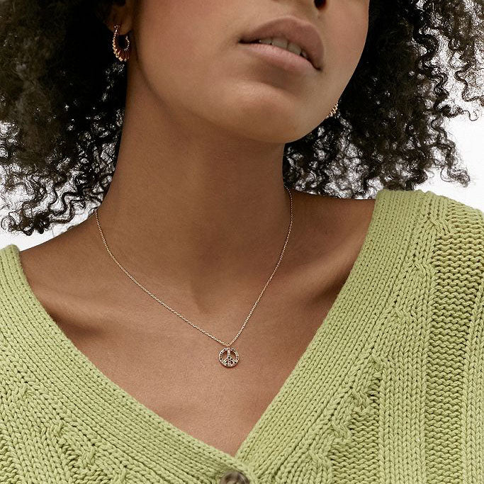 Necklace Peace Symbol Rainbow - Gold Plated Multicolour