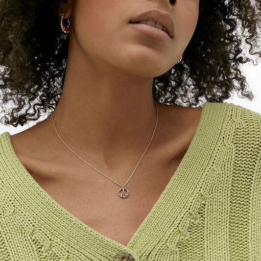 Necklace Peace Symbol Rainbow - Gold Plated Multicolour