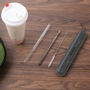 Reusable Straw Travel Set Glass