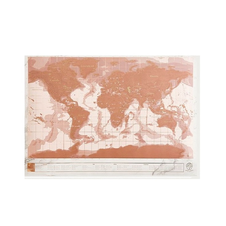 Rose gold scratch large travel map