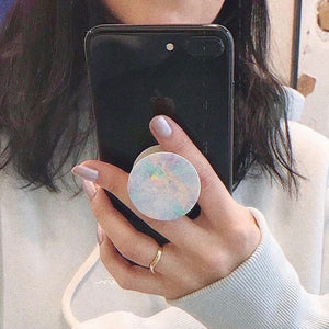 Mobile accessory expanding hand-grip and stand Popsocket in opal print