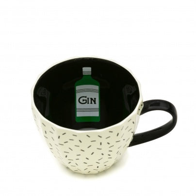 Mug Tatty Divine Gin Bottle Polka Dot Cream Black