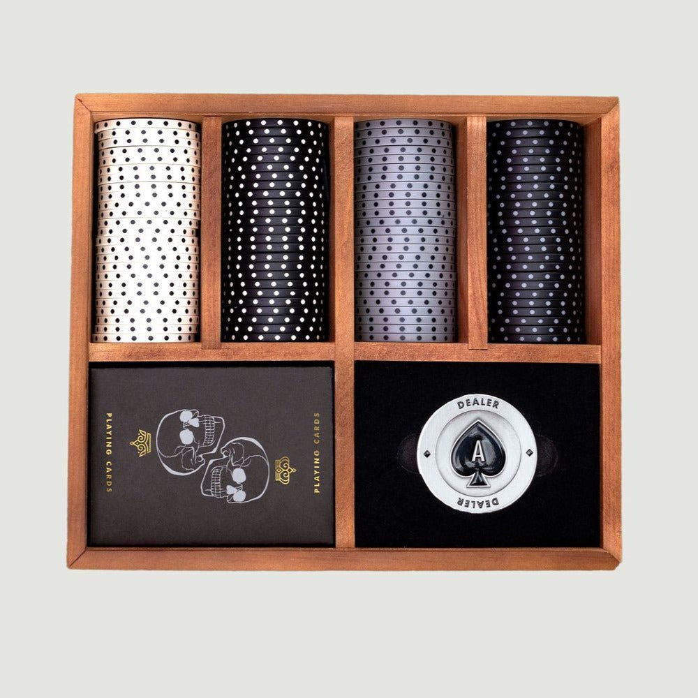 Poker Set Dead Mans Hand Iron and Glory Wooden Box