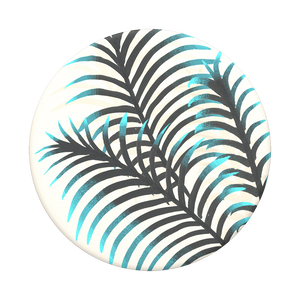 Mobile accessory expanding hand-grip and stand Popsocket in blue black palm leaves