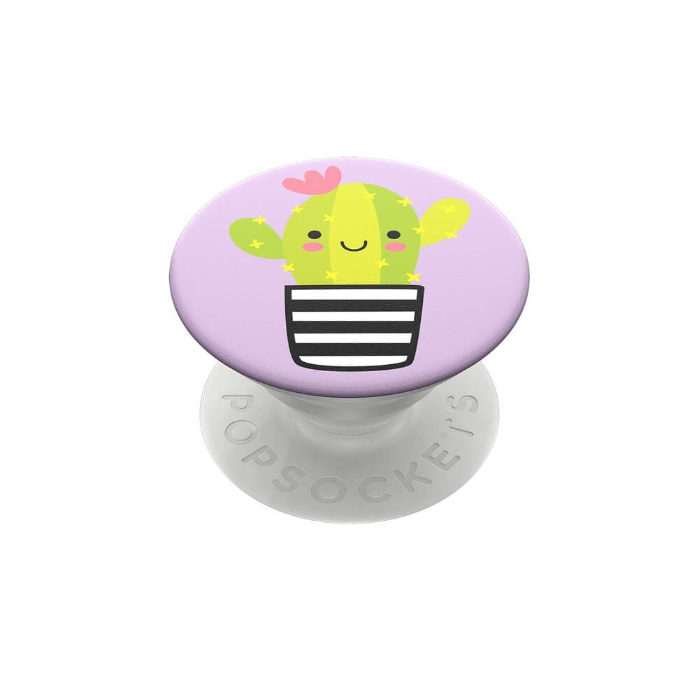 Mobile accessory expanding hand-grip and stand Popsocket in smiley cactus print