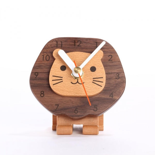 Table Clock Wooden Lion