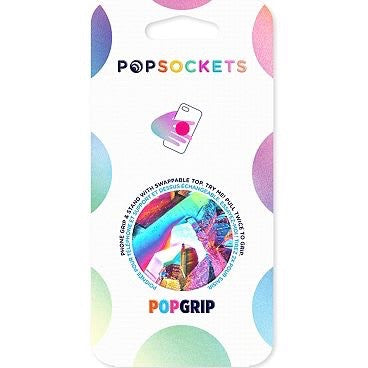 Mobile accessory expanding hand-grip and stand Popsocket in multicolour gem pattern