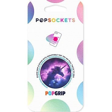 Mobile accessory expanding hand-grip and stand Popsocket in mystical unicorn nebula