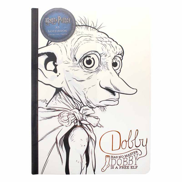 Harry Potter A5 notebook with Dobby the Elf in cream