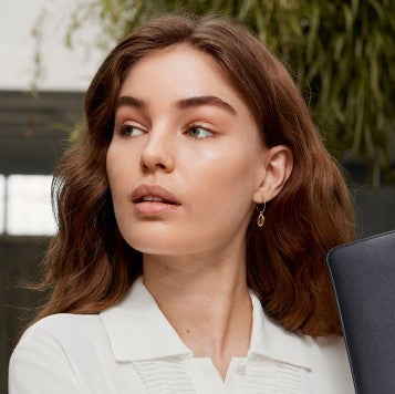 Earrings Shell Drop Hoop Gold Plated