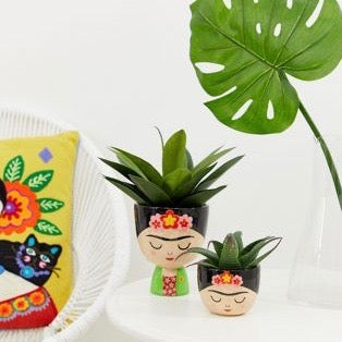 Planter plant pot in the shape of Frida Kahlo