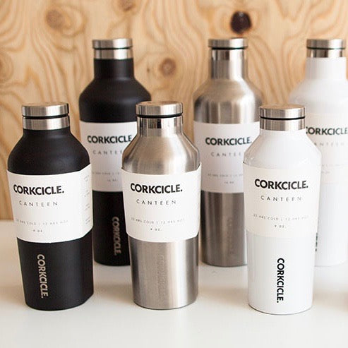 Corkcicle 9oz steel bottle canteen for hot and cold drinks in Stainless Steel