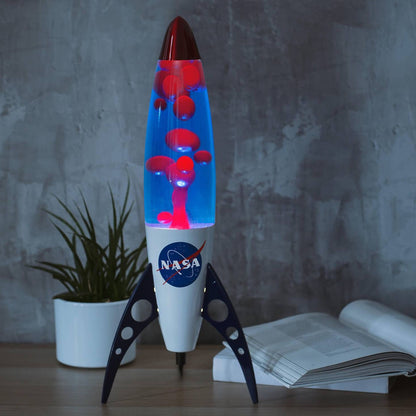NASA Lava Lamp Retro Galaxy Lamp in Silver Blue and Red