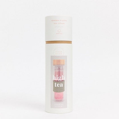 Tea infuser bottle portable travel on the go in glass and bamboo