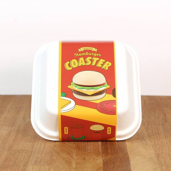 Coaster Hamburger Wooden and Felt Burger Coaster Set