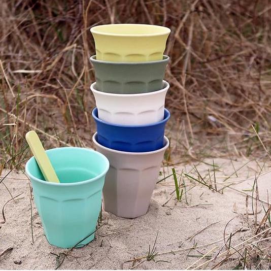 Bamboo Cups Set of 6 Breeze Green Grey Blue