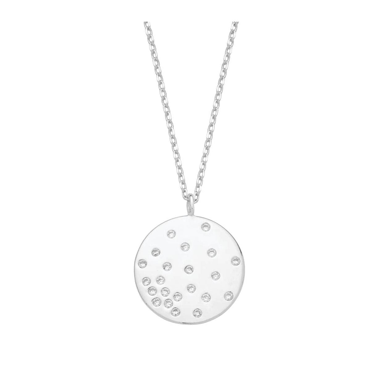 Necklace CZ Diffusion Disk Silver Plated