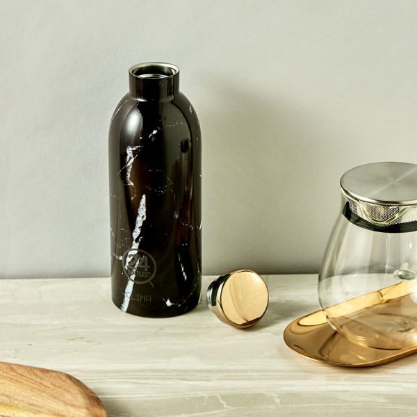 Water Bottle Insulated 500ml Black Marble