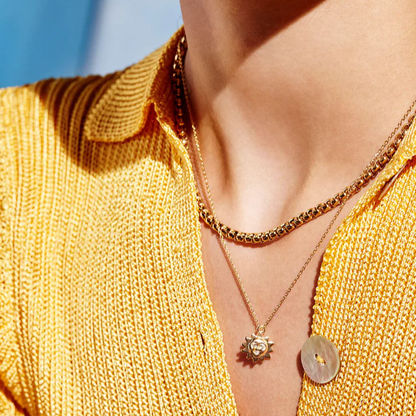 Necklace Sun Face Charm Gold Plated