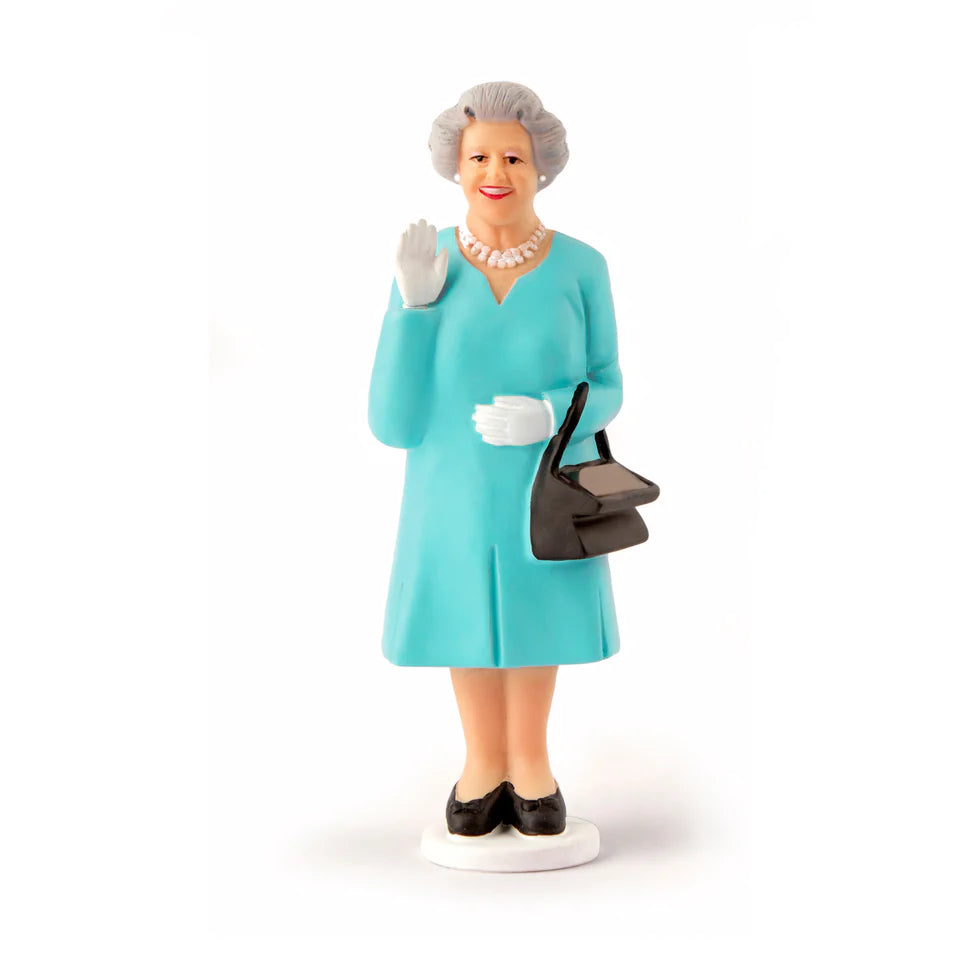 Solar Queen Elizabeth Waving Figurine Blue Pink