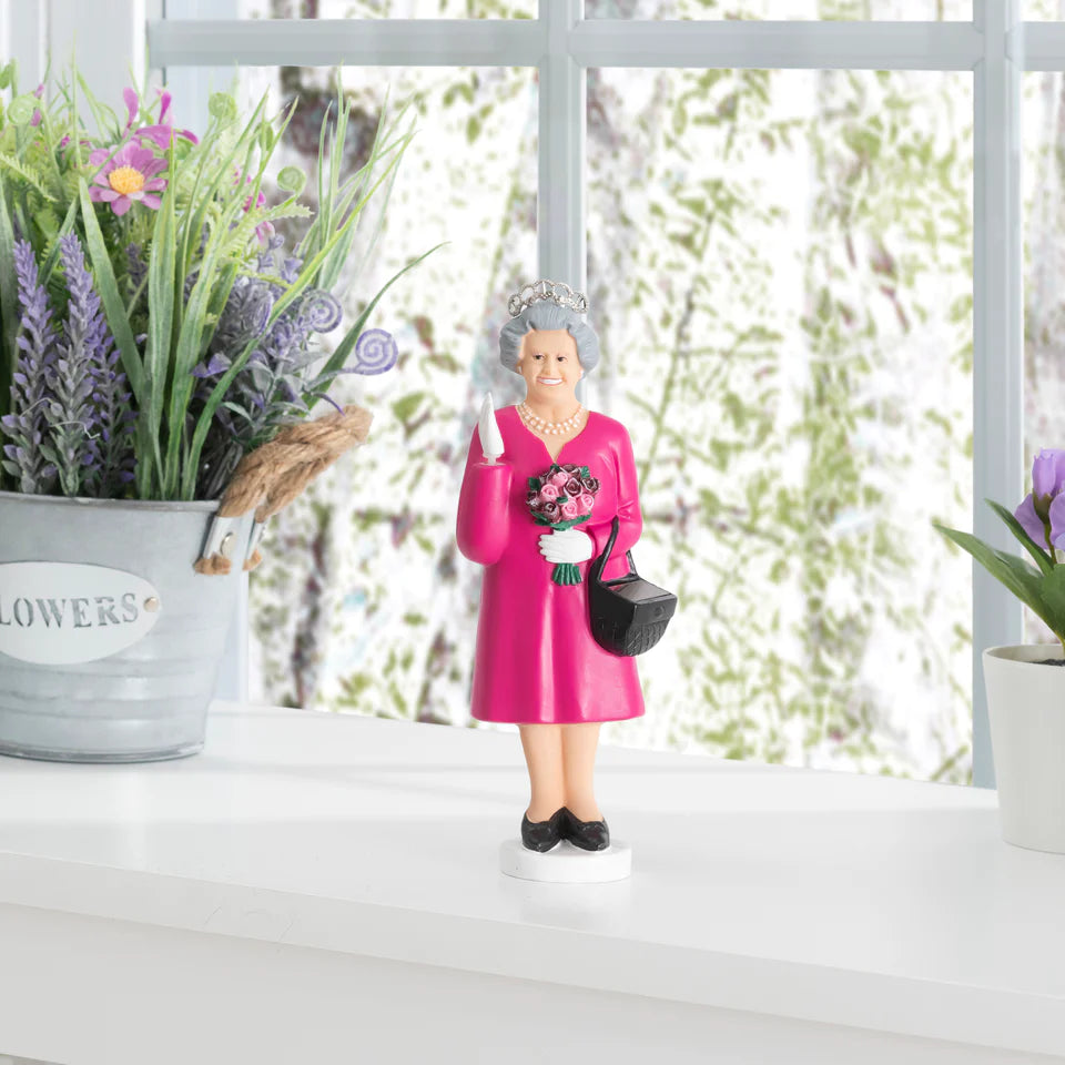Solar Queen Elizabeth Waving Figurine Platinum Jubilee Pink Purple