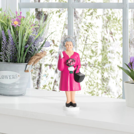 Solar Queen Elizabeth Waving Figurine Platinum Jubilee Pink Purple