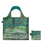 Foldable Tote bag with 'The Japanese Footbridge' artwork by Claude Monet in green