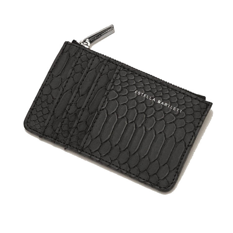 Card Holder Purse Faux Leather in Black Snake Effect