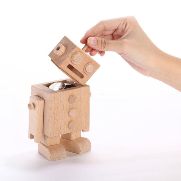 Wooden DIY Robot Toy Money Box Piggy Bank Coin Bank Mr. Manny