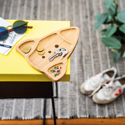 Bamboo Plate Snack Lunch Dish Rocket Shape