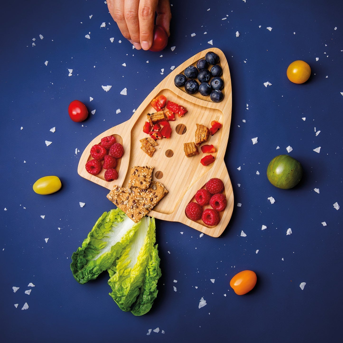 Bamboo Plate Snack Lunch Dish Rocket Shape