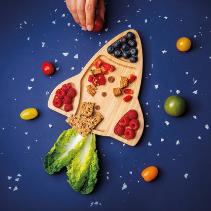 Bamboo Plate Snack Lunch Dish Rocket Shape