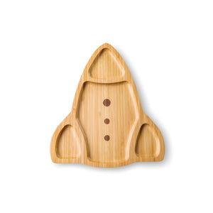 Bamboo Plate Snack Lunch Dish Rocket Shape