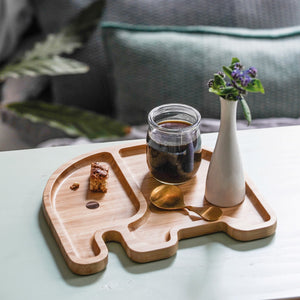 Bamboo Plate Snack Lunch Dish Elephant Shape