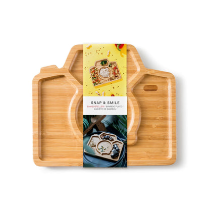 Bamboo Plate Snack Lunch Dish Snap & Smile Camera Shape