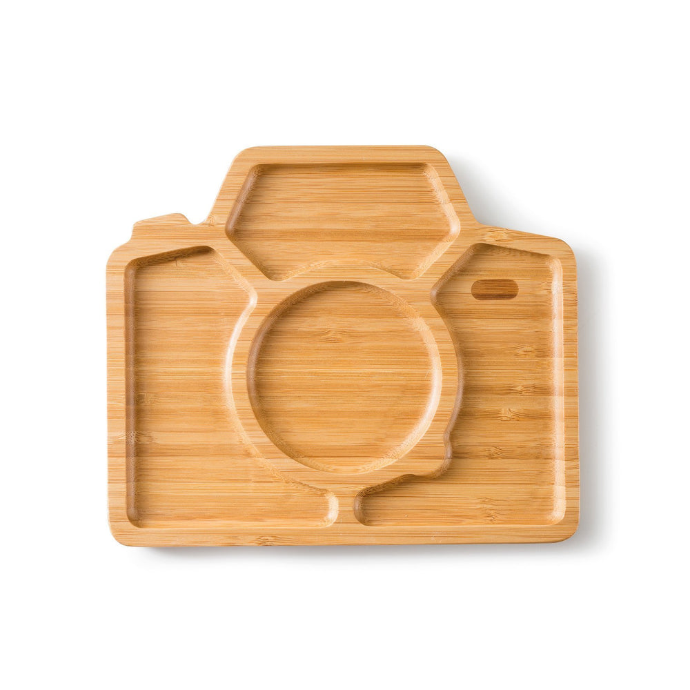 Bamboo Plate Snack Lunch Dish Snap & Smile Camera Shape