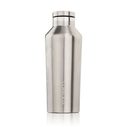 Corkcicle 9oz steel bottle canteen for hot and cold drinks in Stainless Steel
