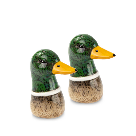 Duck Head Salt & Pepper Shakers Refillable Green Brown