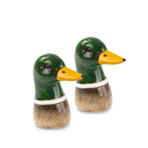 
            
                Load image into Gallery viewer, Duck Head Salt &amp;amp; Pepper Shakers Refillable Green Brown
            
        