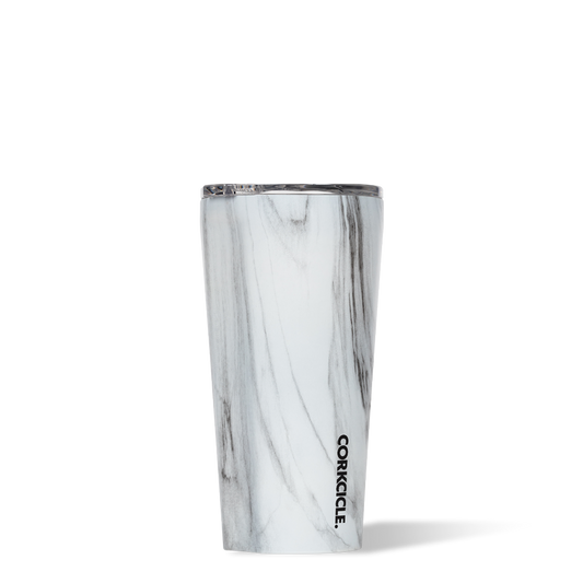 Corkcicle 16oz tumbler for hot and cold drinks in marble effect